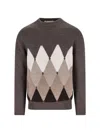 Ballantyne Diamond-patterned Round-neck Sweater In Brown