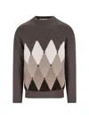 Ballantyne Diamond-patterned Round-neck Sweater In Brown