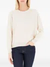 Ballantyne Crew Neck Long Sleeve Ribbed Knit Sweater In Neutral