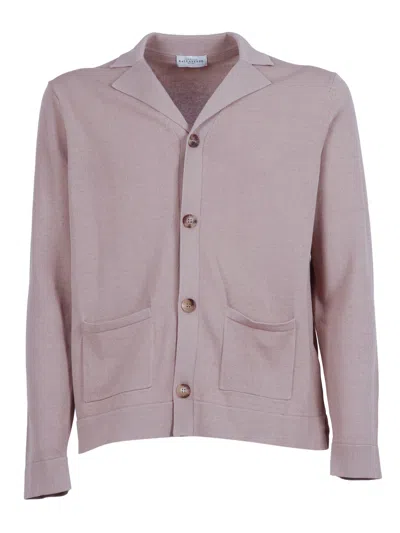 Ballantyne Classic Button Down Shirt Cardigan In Purple