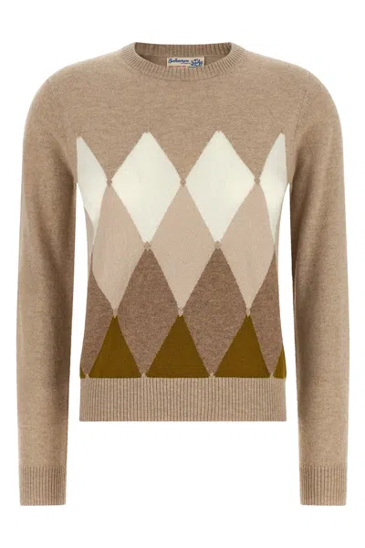 Ballantyne 'classic Diamond' Diamond-shaped Sweater In Beige
