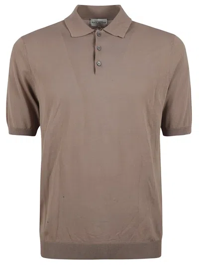 Ballantyne Classic Short-sleeved Polo With Buttoned Placket In Gray