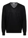 Ballantyne Cotton V Neck Knitted Pullover In Black
