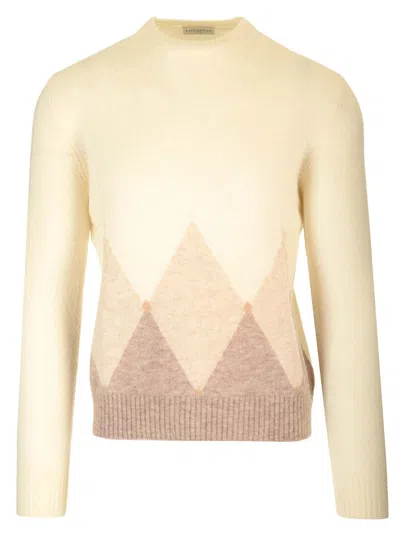Ballantyne Cotton And Cashmere Sweater Knitwear Beige In Silver