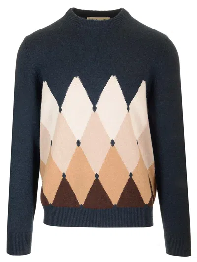 Ballantyne Cotton And Cashmere Sweater Knitwear Blue