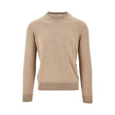 Ballantyne Cotton And Silk Crewneck Sweater In Beige