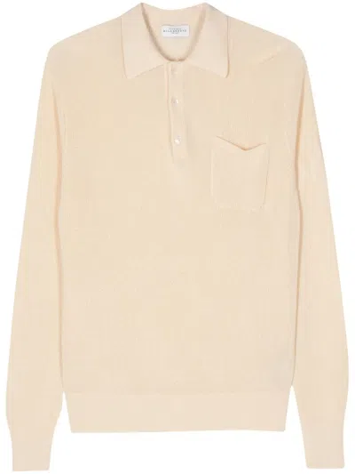 Ballantyne Cotton Long-sleeved Polo Shirt In Neutrals