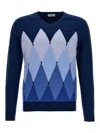 Ballantyne Diamond Pattern Cotton And Cashmere Pullover In Blue