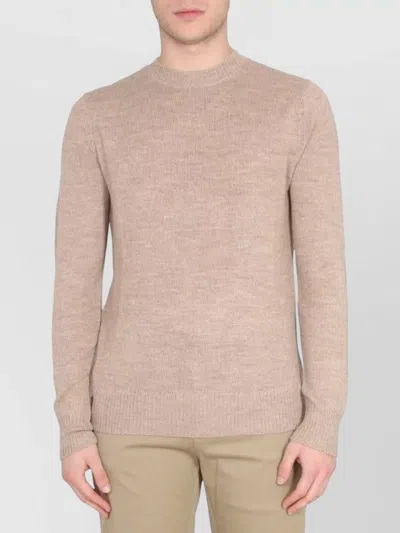 Ballantyne Crew Cross Neckline Ribbed Knit Sweater In Red