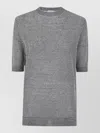 Ballantyne Crew Neck Short Sleeves Textured Knit Pullover In Gray