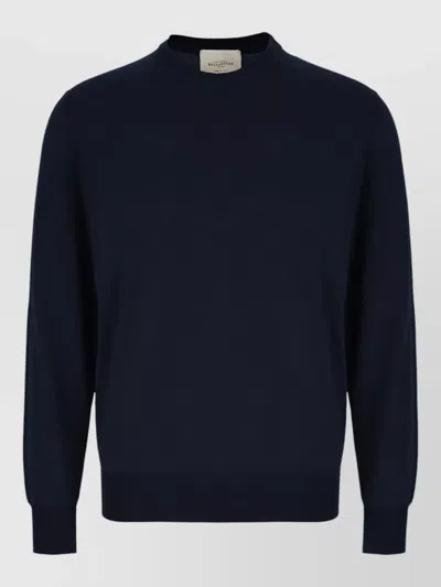 Ballantyne Crew Neck Sweater Long Sleeve Ribbed Trim In Blue