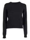 Ballantyne Fitted Wool Pullover With Classic Round Neckline In Black