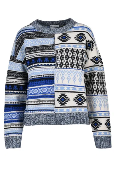 Ballantyne Crew Neck Wool Sweater - Blue/light Blue In Gray