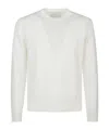 Ballantyne Boucle Texture White Knit Sweater In White
