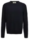 Ballantyne Crewneck Merino Wool Sweater With Ribbed Cuffs In Blue