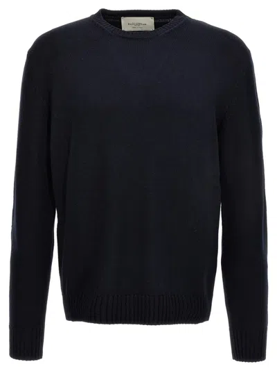 Ballantyne Crewneck Merino Wool Sweater With Ribbed Cuffs In Blue