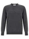 Ballantyne Ribbed Hem Cashmere Sweater With Long Cuffed Sleeves In Gray