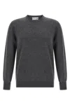 Ballantyne Ribbed Hem Cashmere Sweater With Long Cuffed Sleeves In Gray