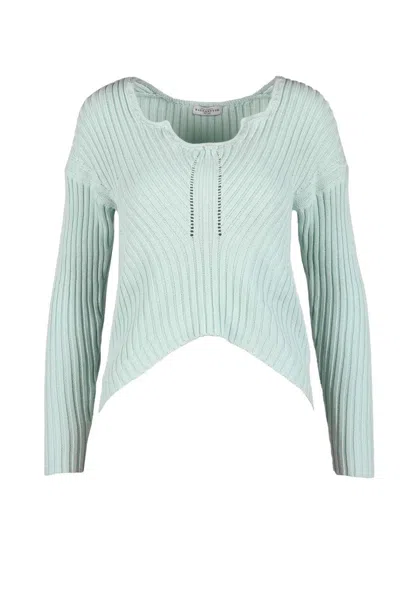 Ballantyne Cropped Mint Green Sweater In Gray