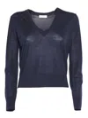 Ballantyne Deep V-neck Wool Pullover With Ribbed Hem In Blue