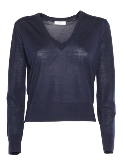BALLANTYNE DEEP V-NECK WOOL PULLOVER WITH RIBBED HEM