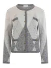 Ballantyne Diamond Cardigan In Gray