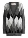 Ballantyne Diamond Cardigan In Gray