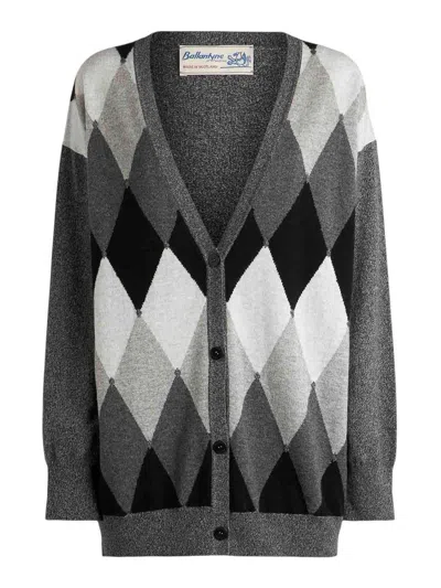 Ballantyne Diamond Cardigan In Gray