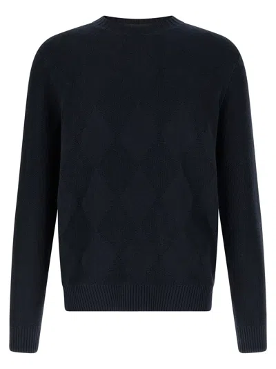 Ballantyne Diamond Intarsia Sweater In Black