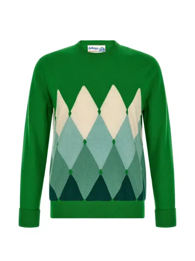 Ballantyne Diamond Intarsia-knit Sweater In Green