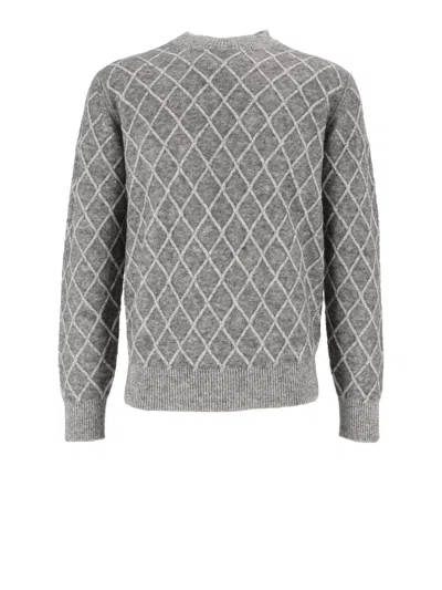 Ballantyne Diamond Knit Crewneck Sweater In Gray