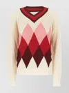 Ballantyne Diamond Knit V-neck Sweater In Multi