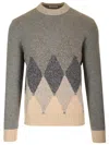 Ballantyne Grey Argyle Sweater In Gray
