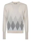 Ballantyne Diamond-pattern Cashmere Sweater In Neutral