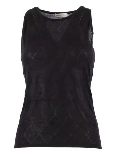 BALLANTYNE DIAMOND-PATTERN COTTON TOP