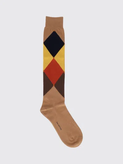 Ballantyne Diamond Pattern High-top Cotton-blend Socks With Contrast Logo In Multi