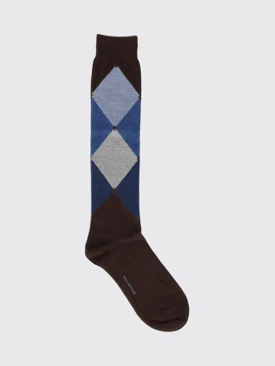 Ballantyne Diamond Pattern High-top Cotton-blend Socks With Contrast Logo In Multi
