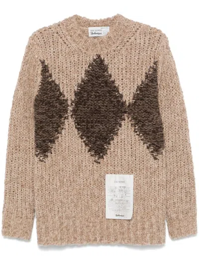 Ballantyne Diamond-pattern Sweater In 94054 Camel Tobacco