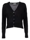 Ballantyne Diamond-pattern V-neck Cardigan In Black