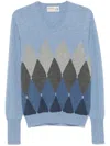 Ballantyne Diamond-pattern V-neck Sweater In Hellblau