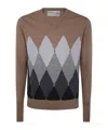 Ballantyne V Neck Pullover In Brown