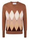Ballantyne V Neck Pullover Argyle Pattern Knit In Brown