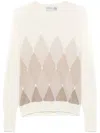 Ballantyne Diamond-pattern V-neck Sweater In Neutrals