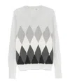 Ballantyne Diamond-pattern V-neck Sweater In White