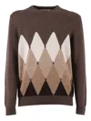 Ballantyne Diamond-patterned Round-neck Sweater In Multi