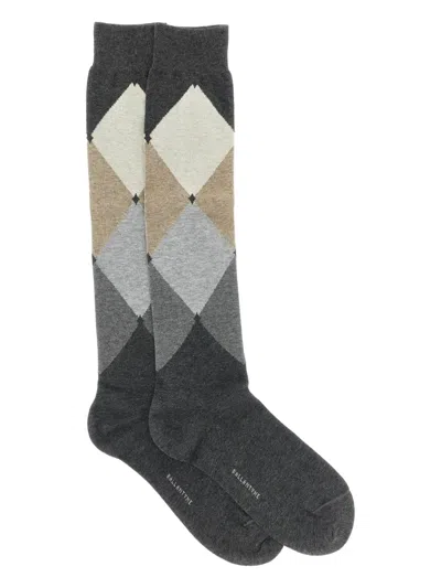Ballantyne Knee-high Argyle Pattern Socks In Gray