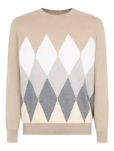 Ballantyne Diamond-print Jumper In Neutrals