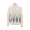 Ballantyne Diamond-shaped Cashmere Turtleneck Sweater In White