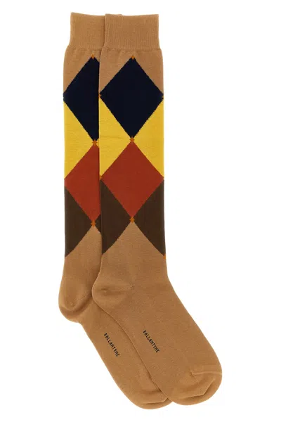 Ballantyne Diamond-shaped Socks In Brown