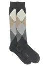 Ballantyne Knee-high Argyle Pattern Socks In Gray
